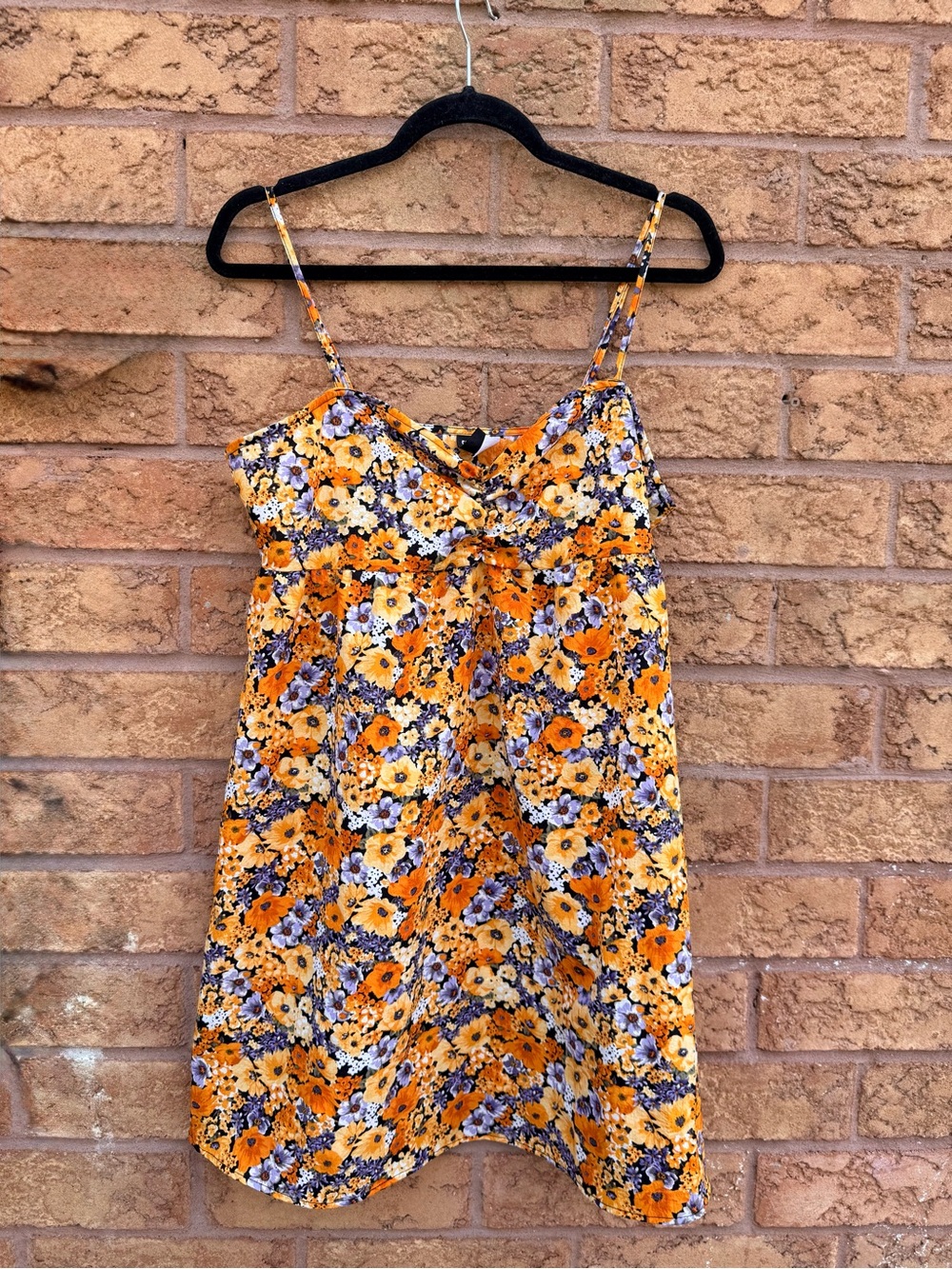 H&M Divided Orange Floral Babydoll Mini Dress